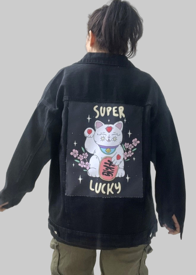 Super Lucky Cat/Black print