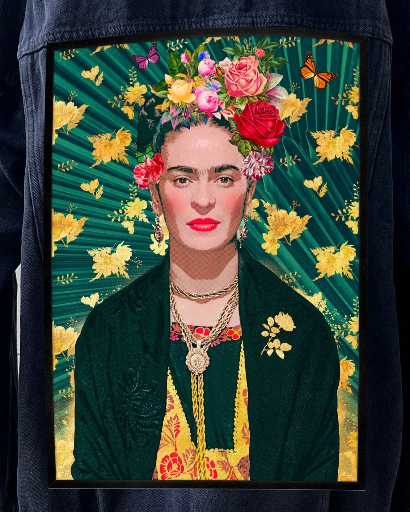 Frida Gold Flowers/Fabric patch