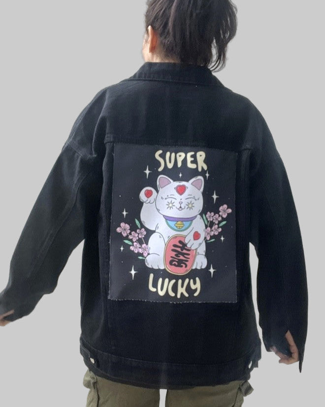 Super Lucky Cat/Black print