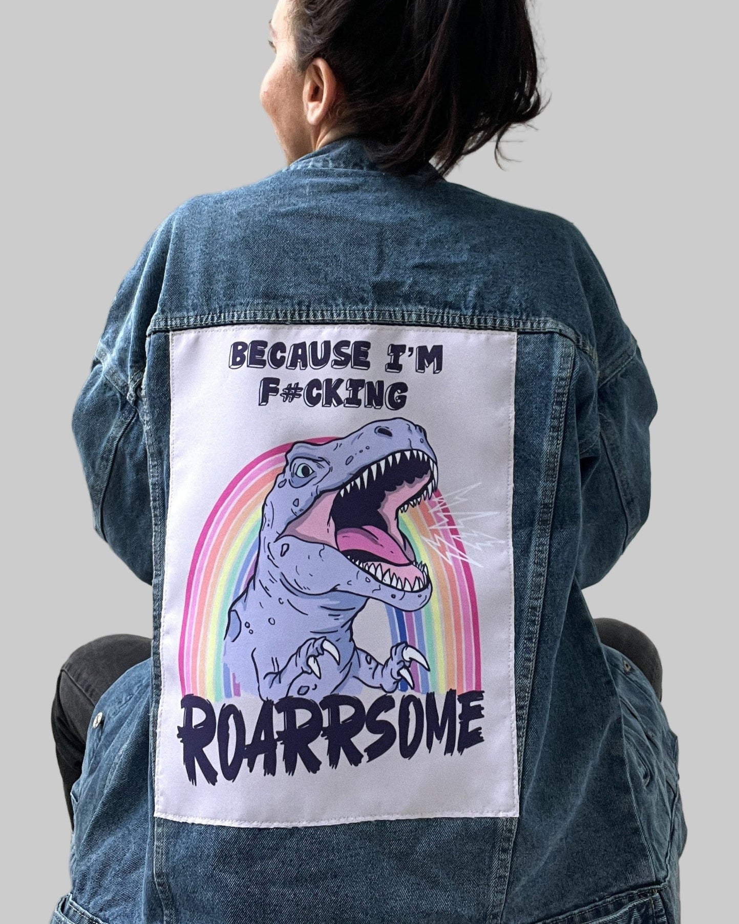 Custom denim jacket with embroidered back patch