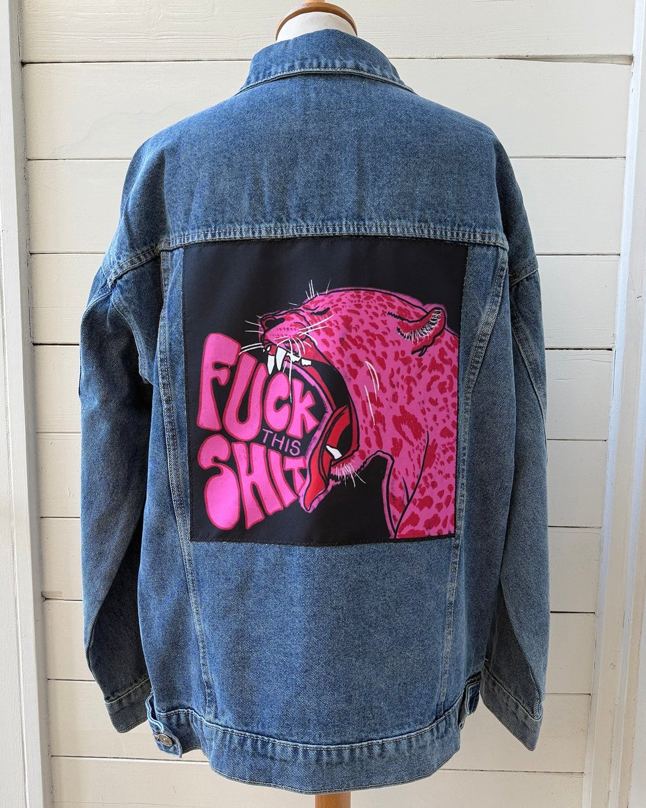 F**k this Shit Pink Jaguar Denim Jacket