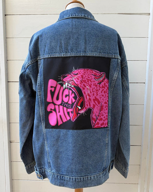 F**k this Shit Pink Jaguar Denim Jacket