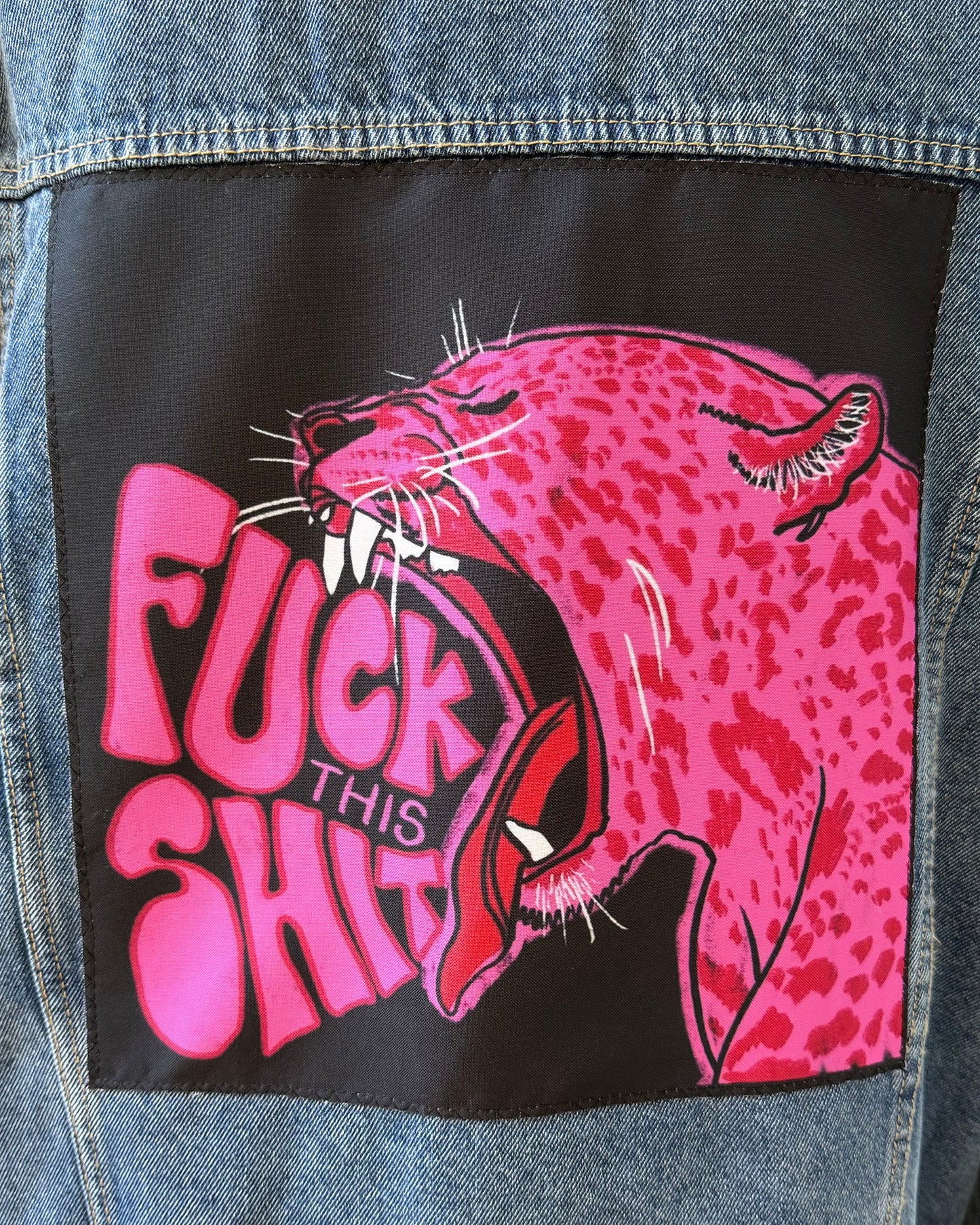 F**k this Shit Pink Jaguar Fabric Patch